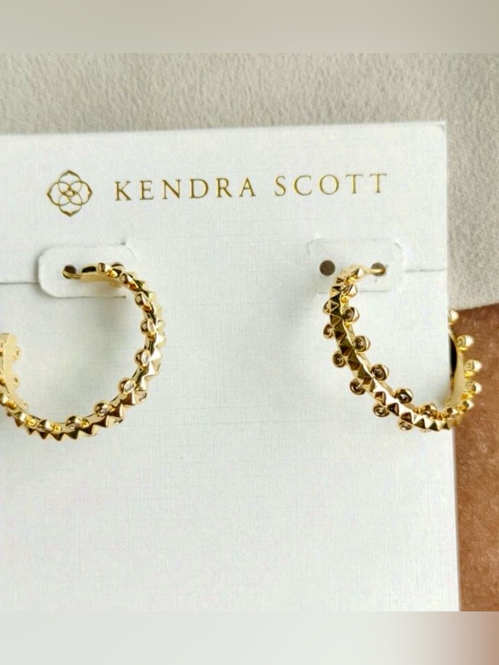 Kendra Scott Jada White Crystal Small Gold Hoop Earrings NEW
